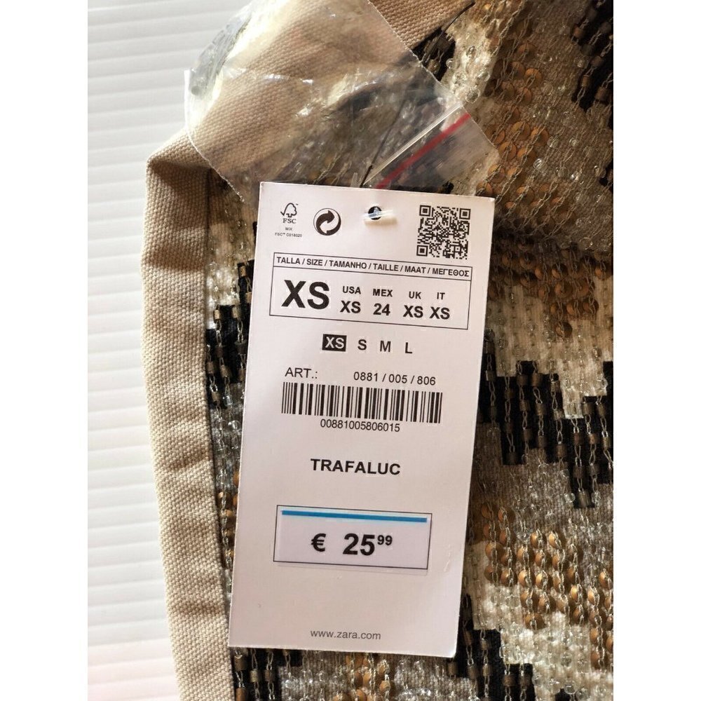 Zara Womens Beige Sequin Beaded Mini Skirt Size XS - Picture 4 of 11